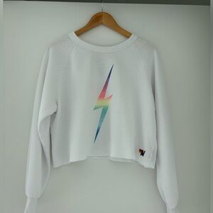 Aviator Nation Rainbow Bolt Sweatshirt | Cropped Silhouette |  Size Large